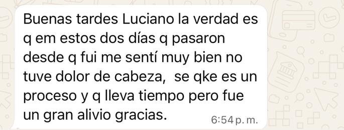 Mensaje de WhatsApp de Cintia, paciente de Luciano