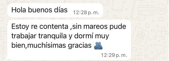 Mensaje de WhatsApp de Lorena, paciente de Luciano
